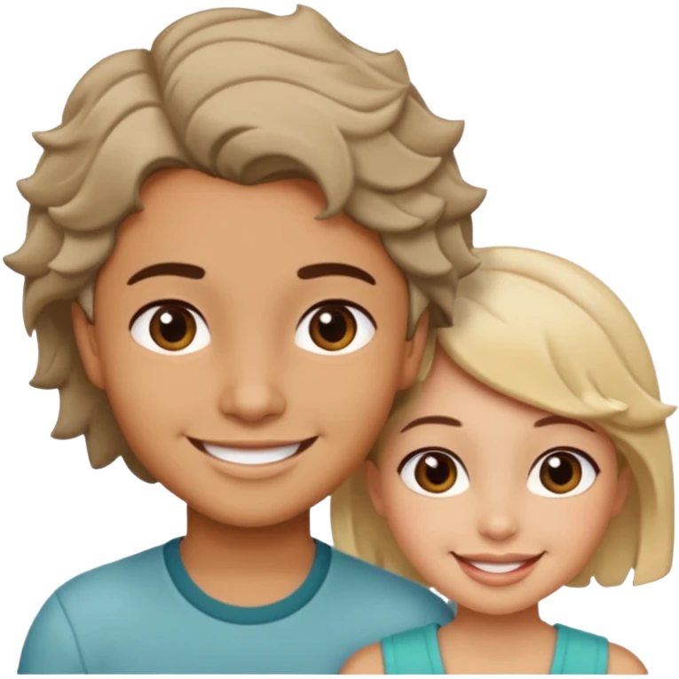 Chico morenito de cabello chico con chica blanquita de cabello corto y ondulado emoji