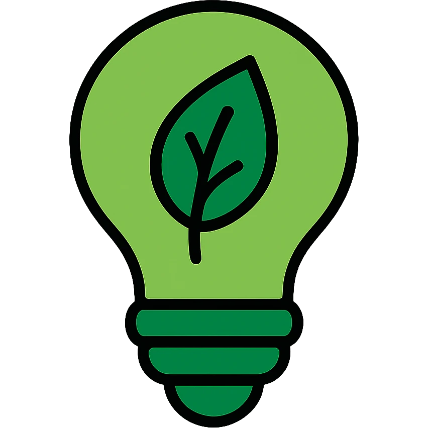 Green light bulb icon for sustainability concept emoji