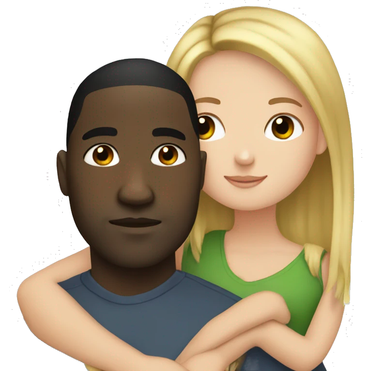 White girl big cuddling black man emoji