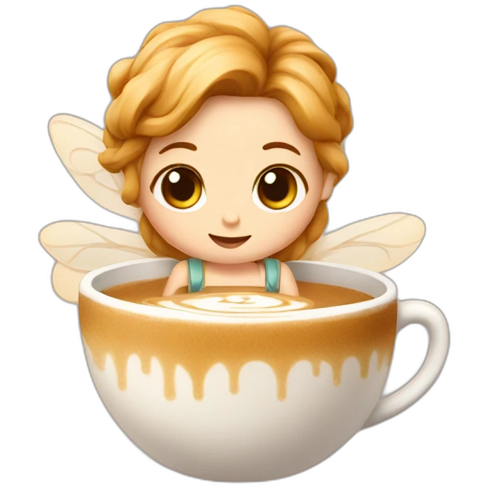 Tiny fairy making latte art emoji