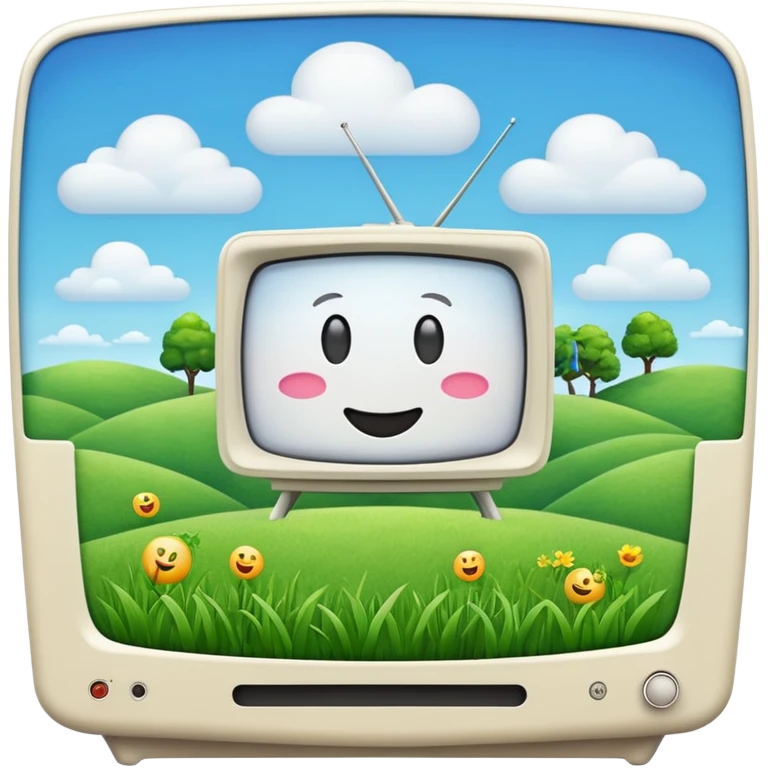 White tv with emoji landscape  emoji