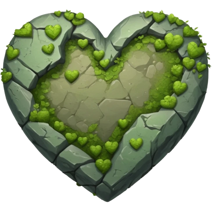 Slightly mossy Rock shaped like a heart emoji