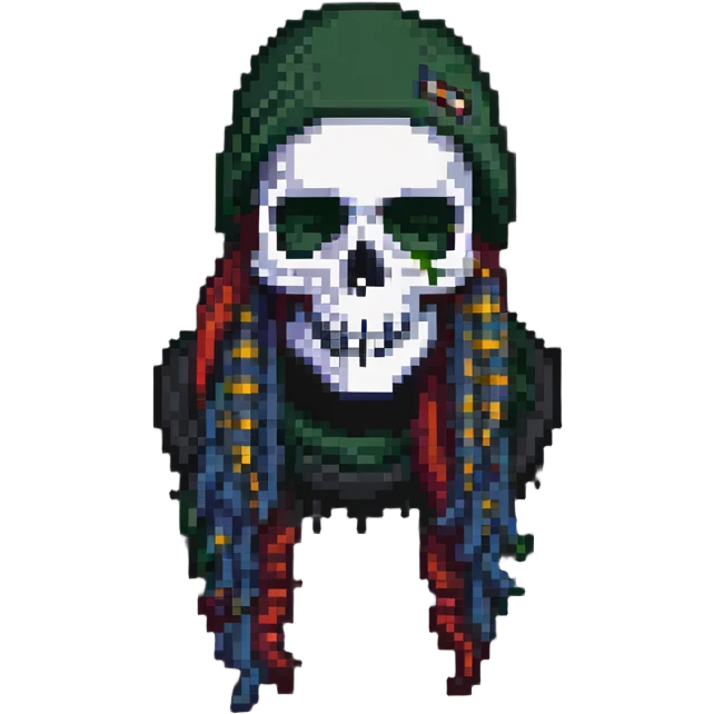 skull with dreadlocks wearing a ski mask emoji