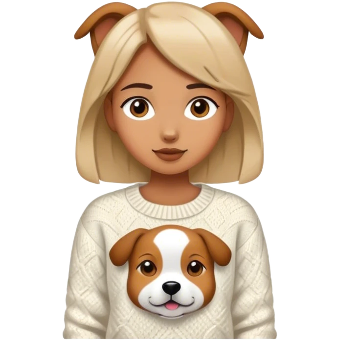 Girl wearing a dog sweater emoji