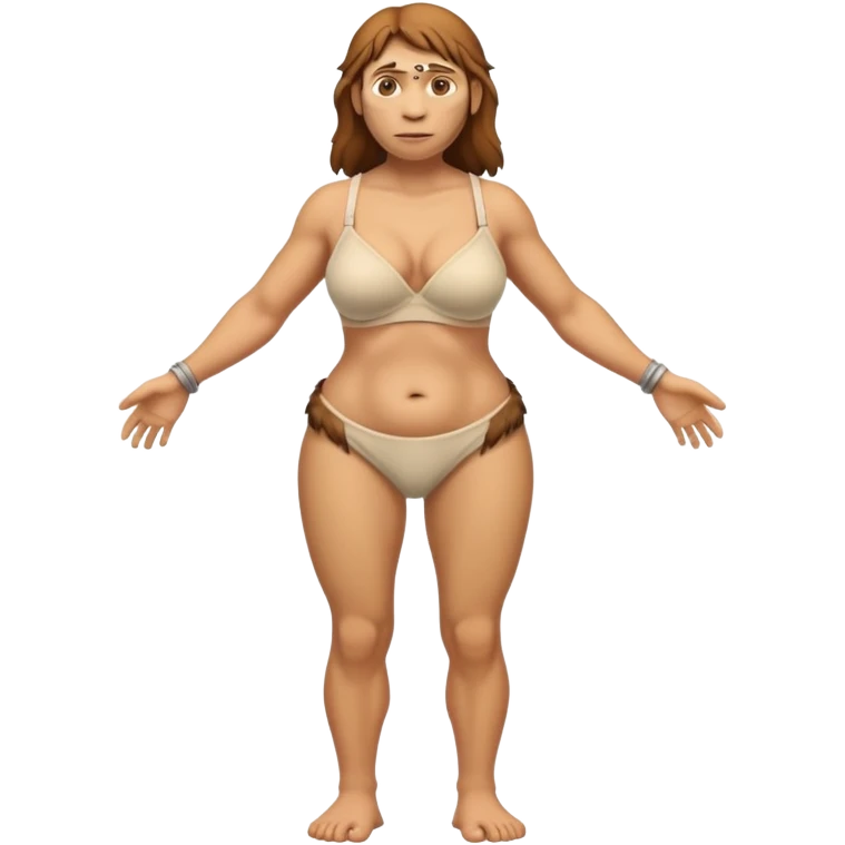 fullbody neanderthal woman wearing cloth bra emoji