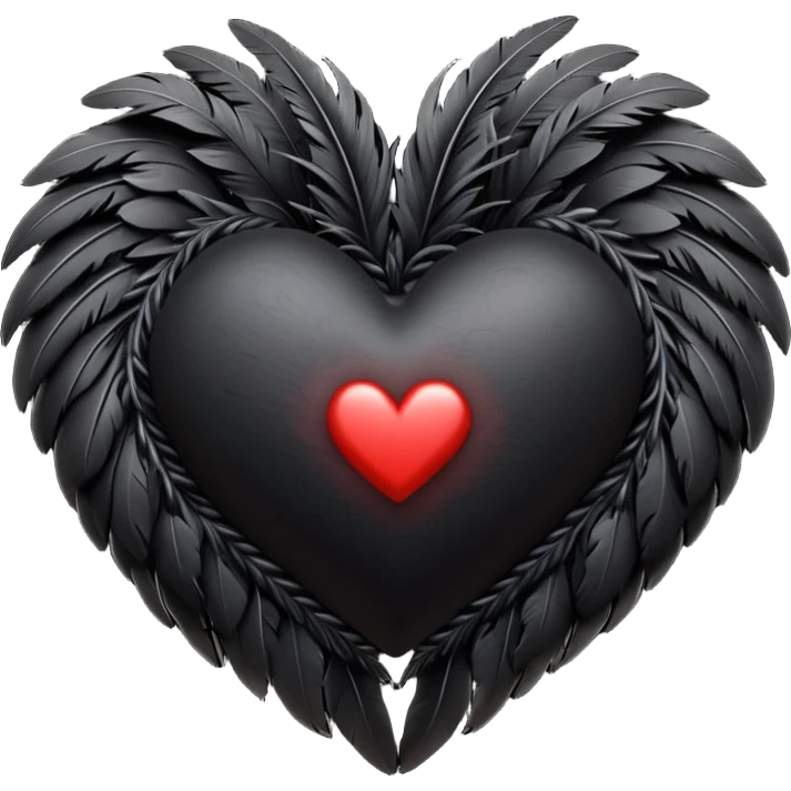 goth themed heart with black feathers emoji