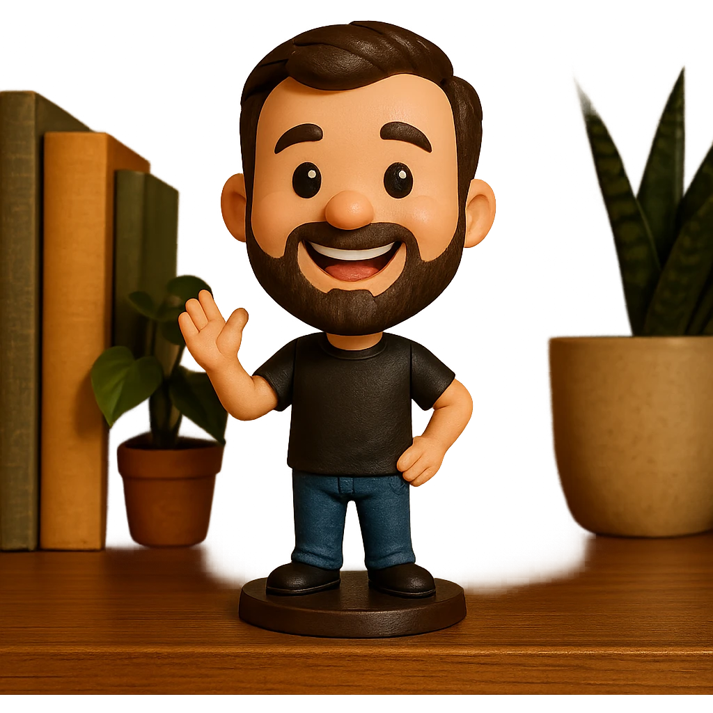 cheerful bobblehead style character emoji