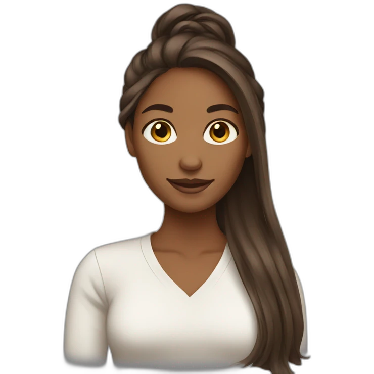 brown skin long hair women emoji