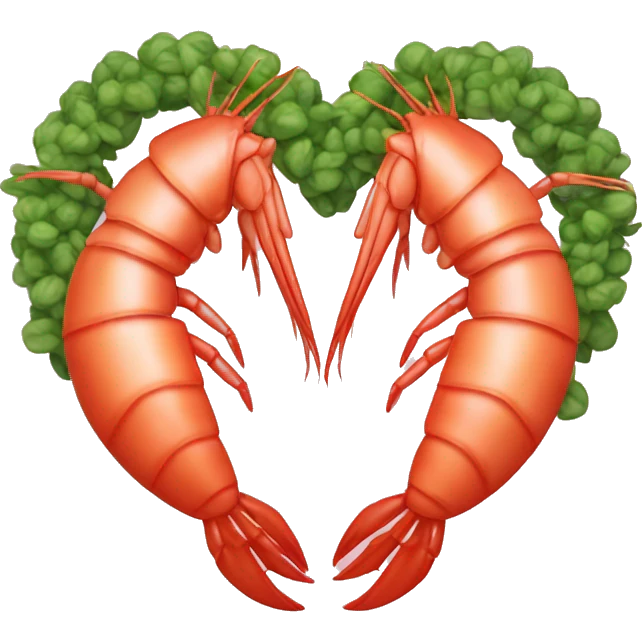 shrimp heart adorned with shrimp garland  emoji
