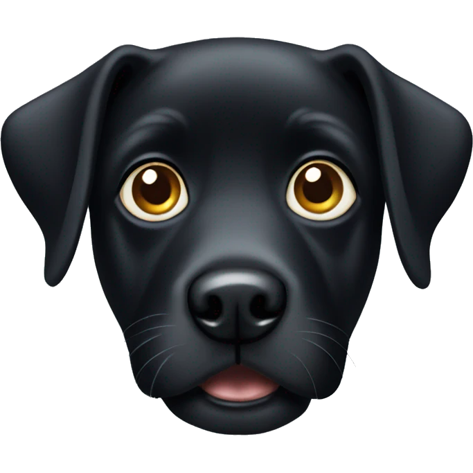 A black dog with big eyes emoji