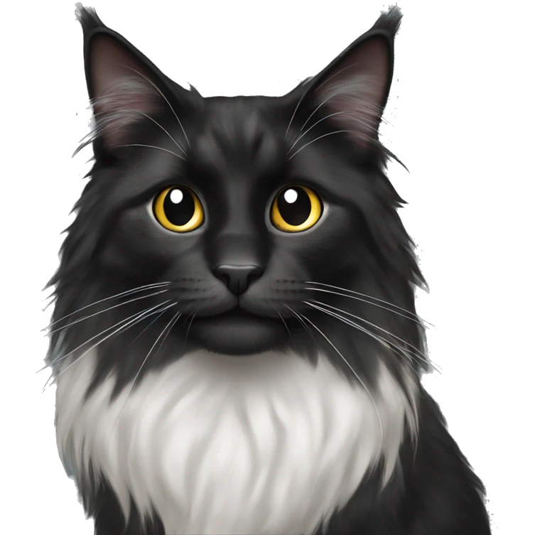 Black domestic long hair cat mix with bit of gray smiling emoji