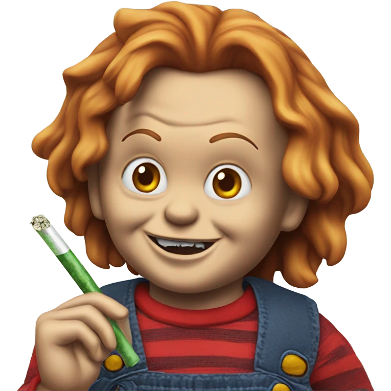 Chucky smoking a rolled cbd blunt emoji