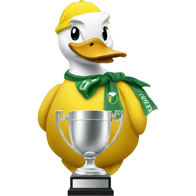 Oregon duck kissing a trophy emoji