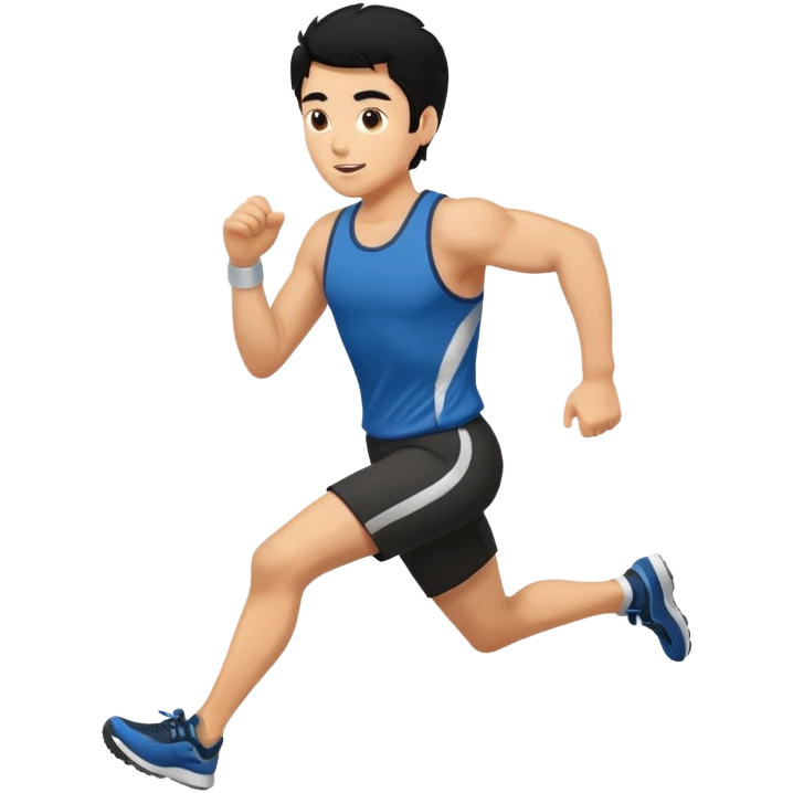 man running black hair emoji