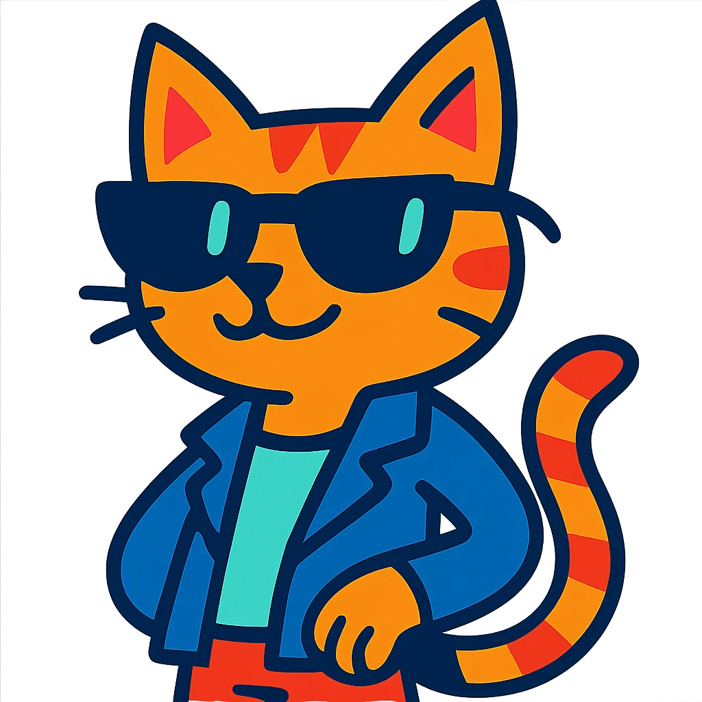 cool cat with sunglasses, vibrant style, confident vibe emoji