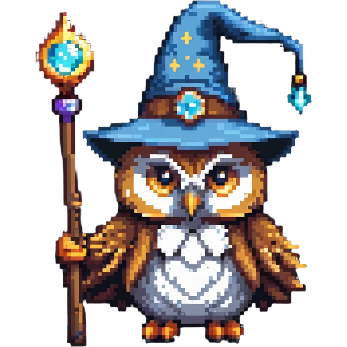 owl wizard with magic staff emoji