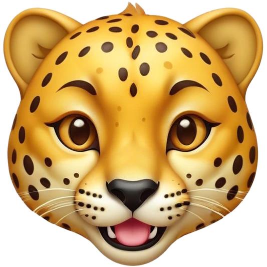 Cinematic Comical Cheetah Portrait Emoji, Head tilted dramatically with an exaggeratedly amused expression, featuring a striking, glossy golden Fur with bold spots, wide, expressive amber eyes filled with playful disbelief, Simplified yet hilariously expressive features, highly detailed, glowing with a slightly sassy glow, high shine, dramatic yet playful, stylized with an air of cheeky mischief, bright and endearing, soft glowing outline, capturing the essence of a spirited and over-the-top cheetah, so meme-worthy it feels like it could dash its way into internet fame instantly! emoji