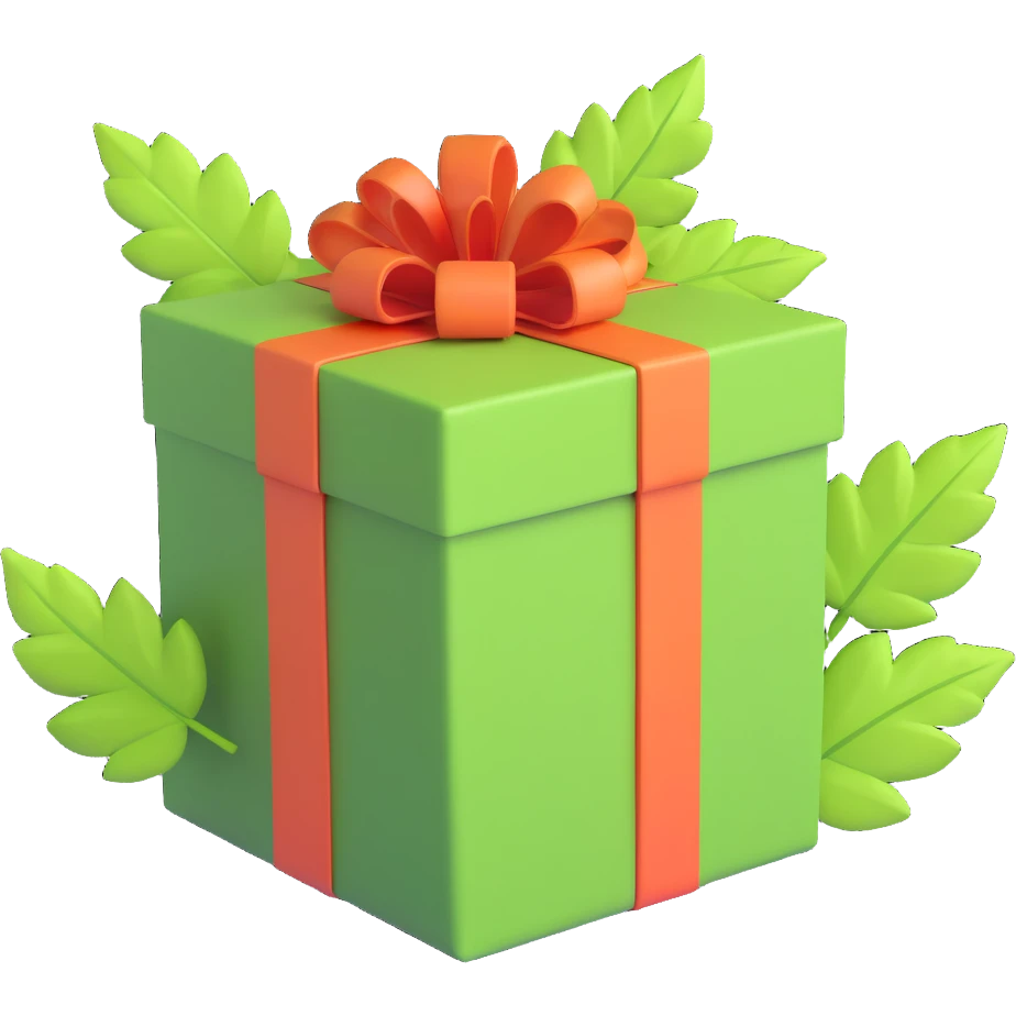 leaves bursting out of a gift box emoji