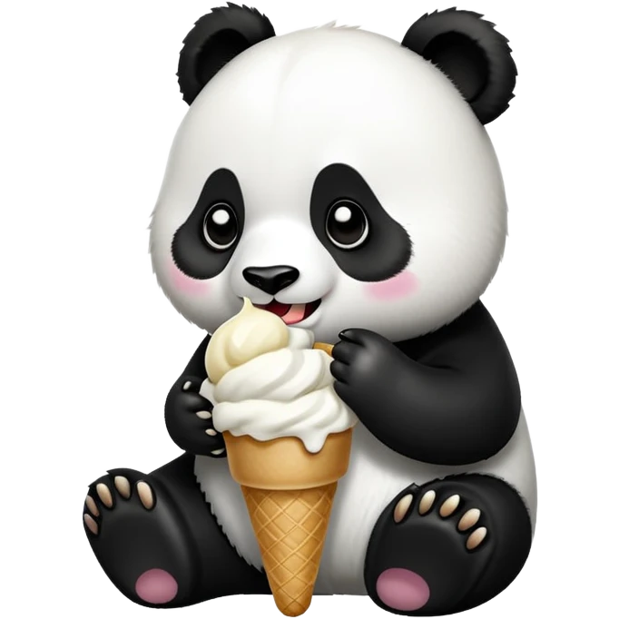 Panda eating ice cream emoji