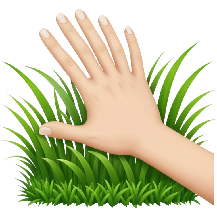 a white hand touching blades of green grass emoji