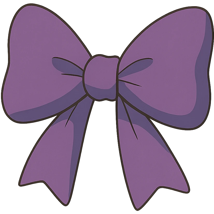 2D cute purple bow, ghibli style emoji