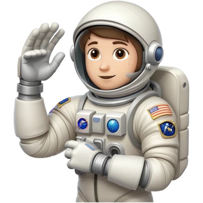 flexed biceps arm with white sleeve and astronaut gloves emoji