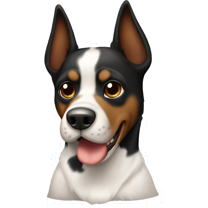 Perro bodeguero andaluz cara negra y marron solo blanco en la nariz emoji