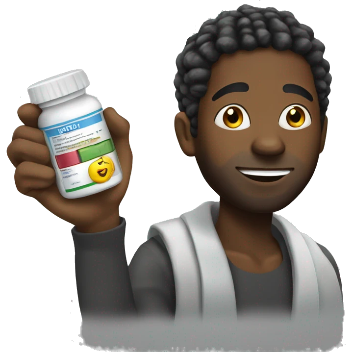 black guy no beard with dreads holding medicine capsule emoji