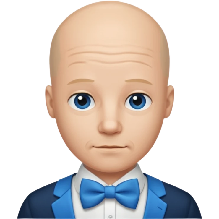 Bald with blue bow tie, Face change emoji