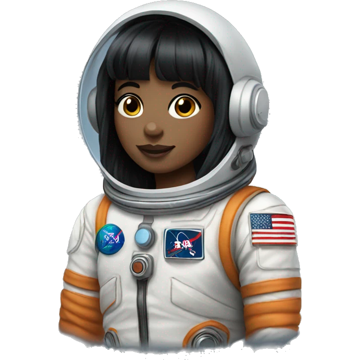 astronaut girl black hair and bangs emoji