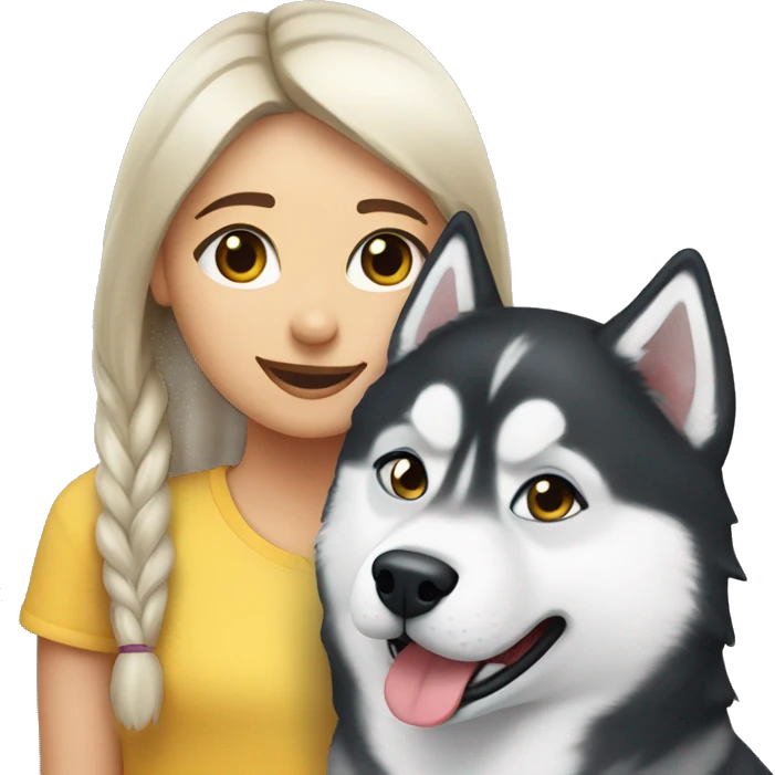 Husky with girl  emoji