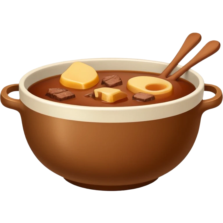 beef stock in a plain bowl, brown broth, no garnish, simple emoji style emoji
