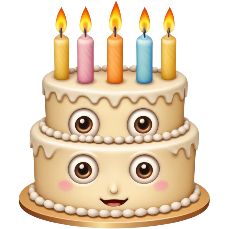 birthday cake with eyes and candles looking normal emoji