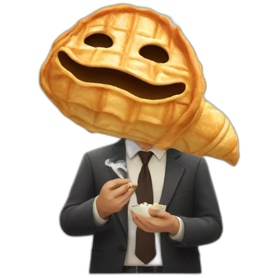 man with a taiyaki head smoking  emoji