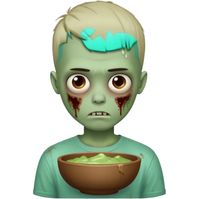Garoto zumbi com camisa alternativa cabelo castanho quase tijelinha mas não tijelinha emoji