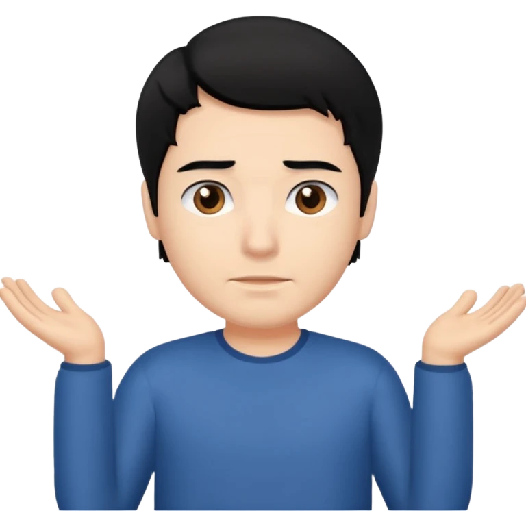 a guy shrugging his shoulders with a black hair emoji
