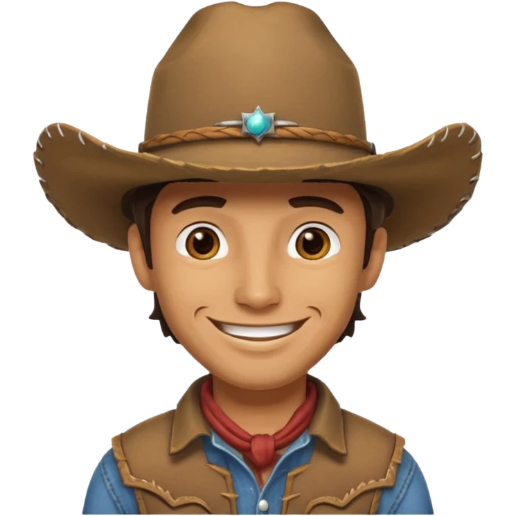 cowboy with really cool cowboy hat smiling emoji