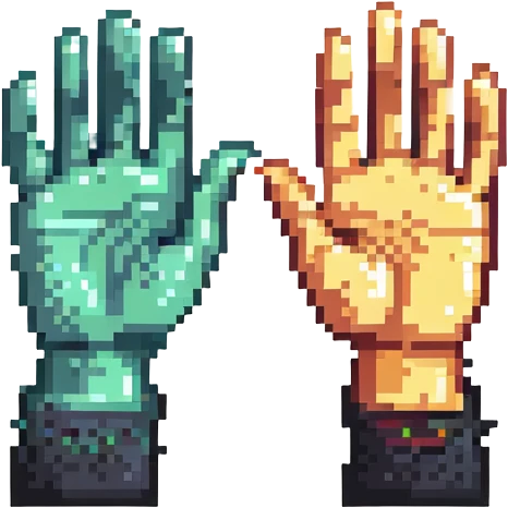 high five, two hands, retro palette emoji