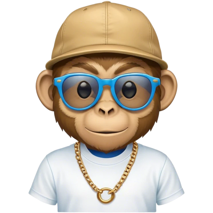  monkey with sunglasses and white tshirt and chain and blue cap emoji