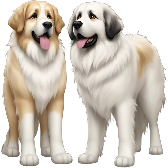 Great Pyrenees and Leonberger dogs standing next to each other emoji