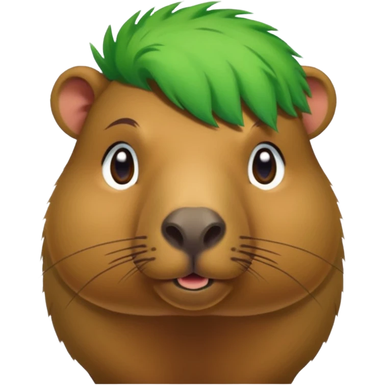 Capybara with green head hair, standing emoji