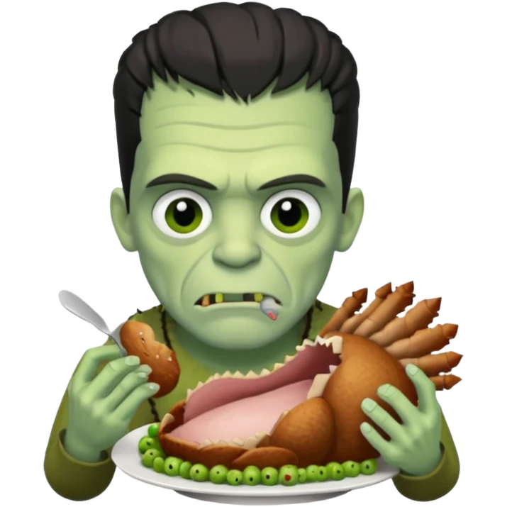 Frankenstein eating turkey emoji