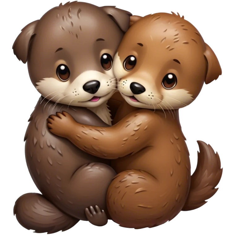A dog and otter, hugging each other emoji