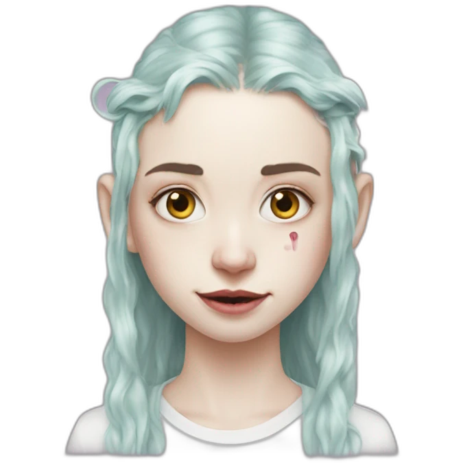 Grimes with milk on face, elon musk smirking emoji