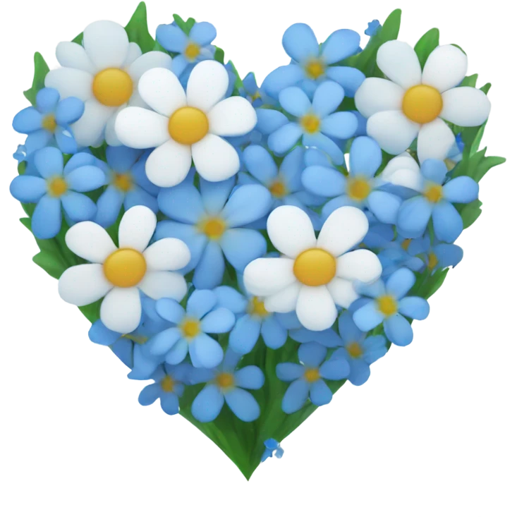 Blue heart and white flowers emoji
