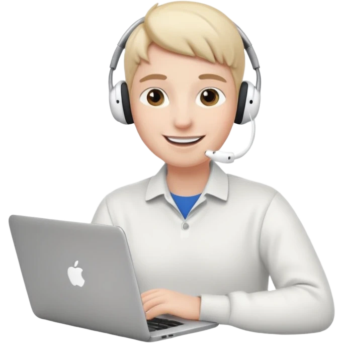 video meeting via laptop smiling person with airpods  emoji