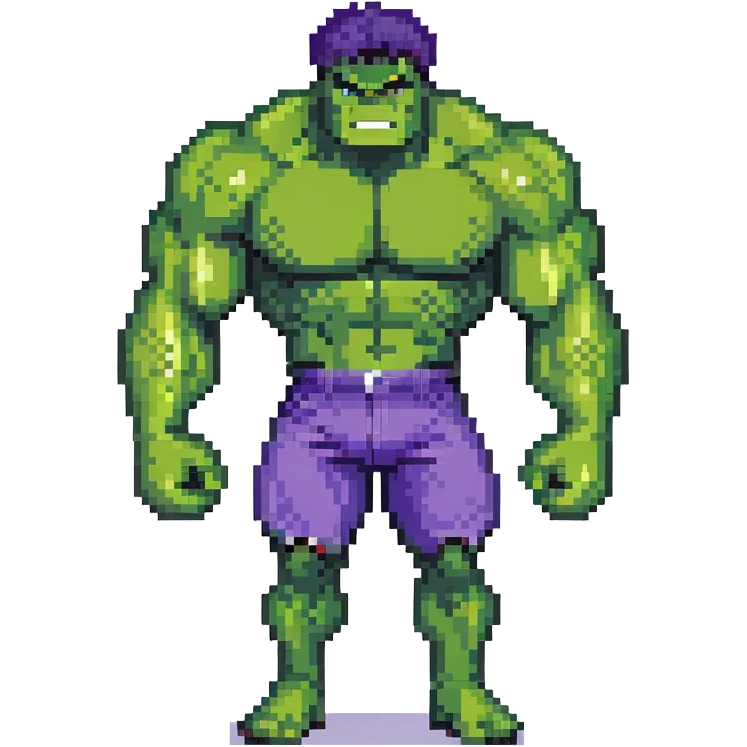 Hulk, green muscular superhero with purple shorts emoji