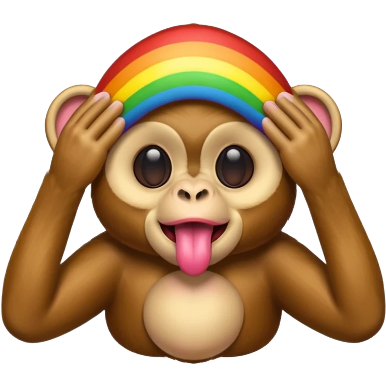 Rainbow monkey covering eyes with tongue sticking out  emoji