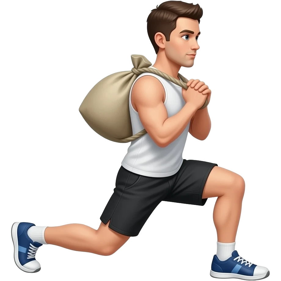 Lunges with a sandbag on the back emoji