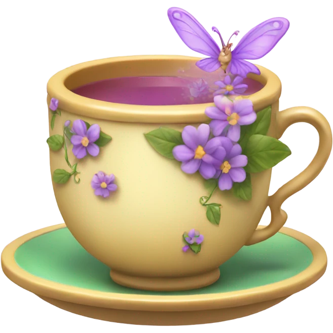 Fairy magic tea cup with flowers emoji